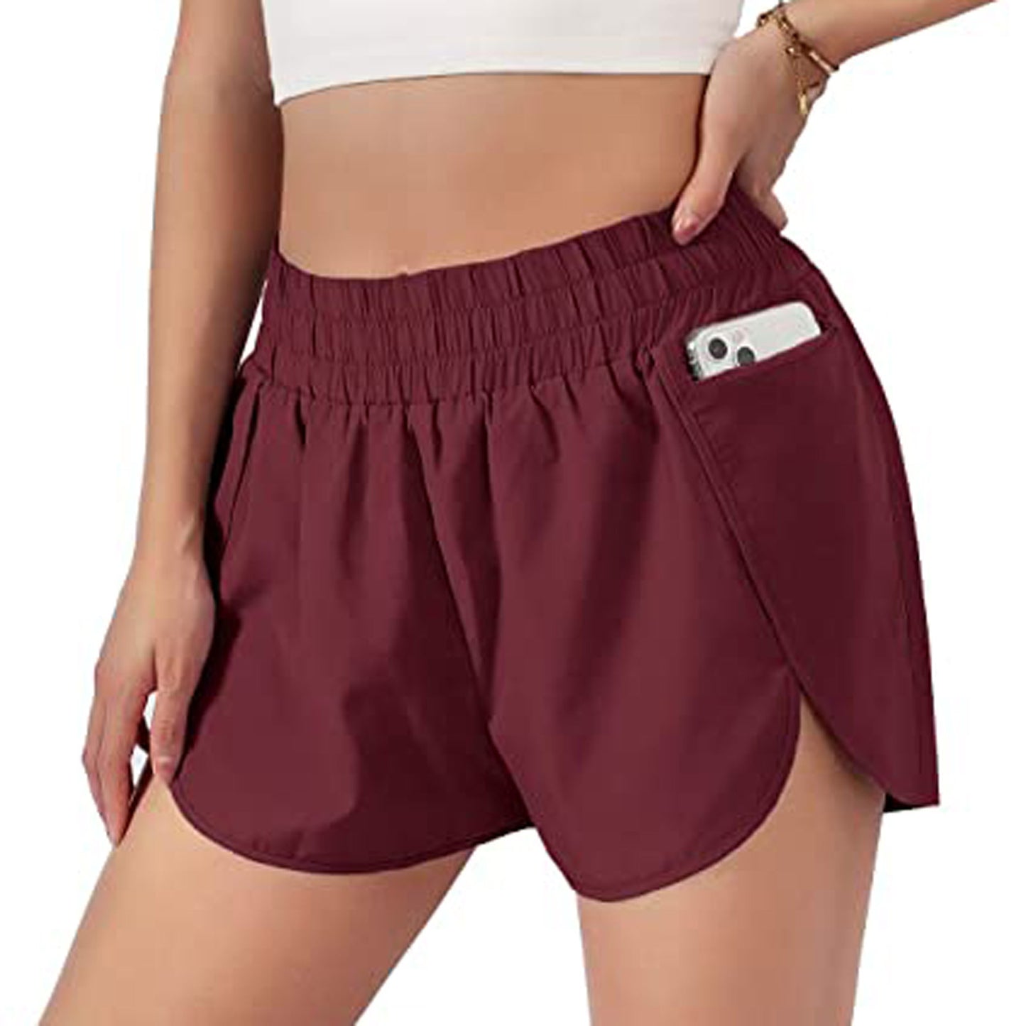Short Deportivo "Flowy" de Cintura Alta con Bolsillo Lateral y Corte de Libertad