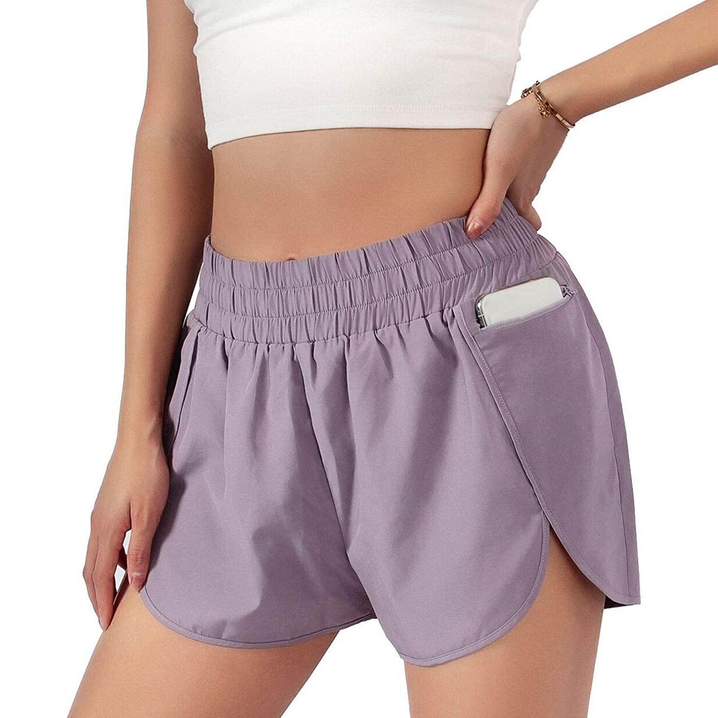 Short Deportivo "Flowy" de Cintura Alta con Bolsillo Lateral y Corte de Libertad